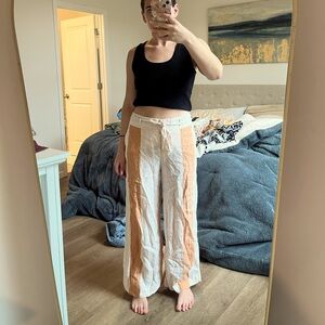 Anthropologie Belted, Salmon-Colored Linen Pants - Size 8